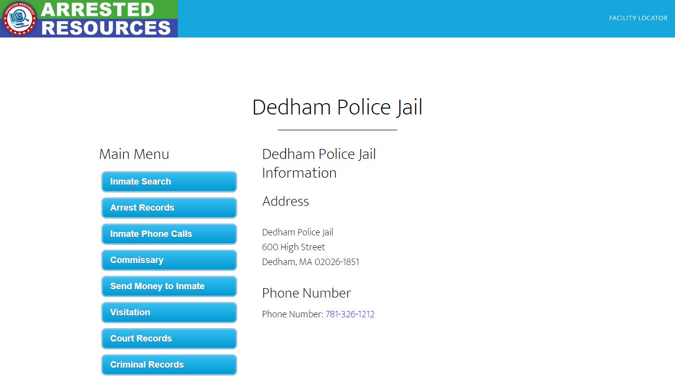 Dedham Police Jail - Inmate Search - Dedham, MA - Arrested Resources