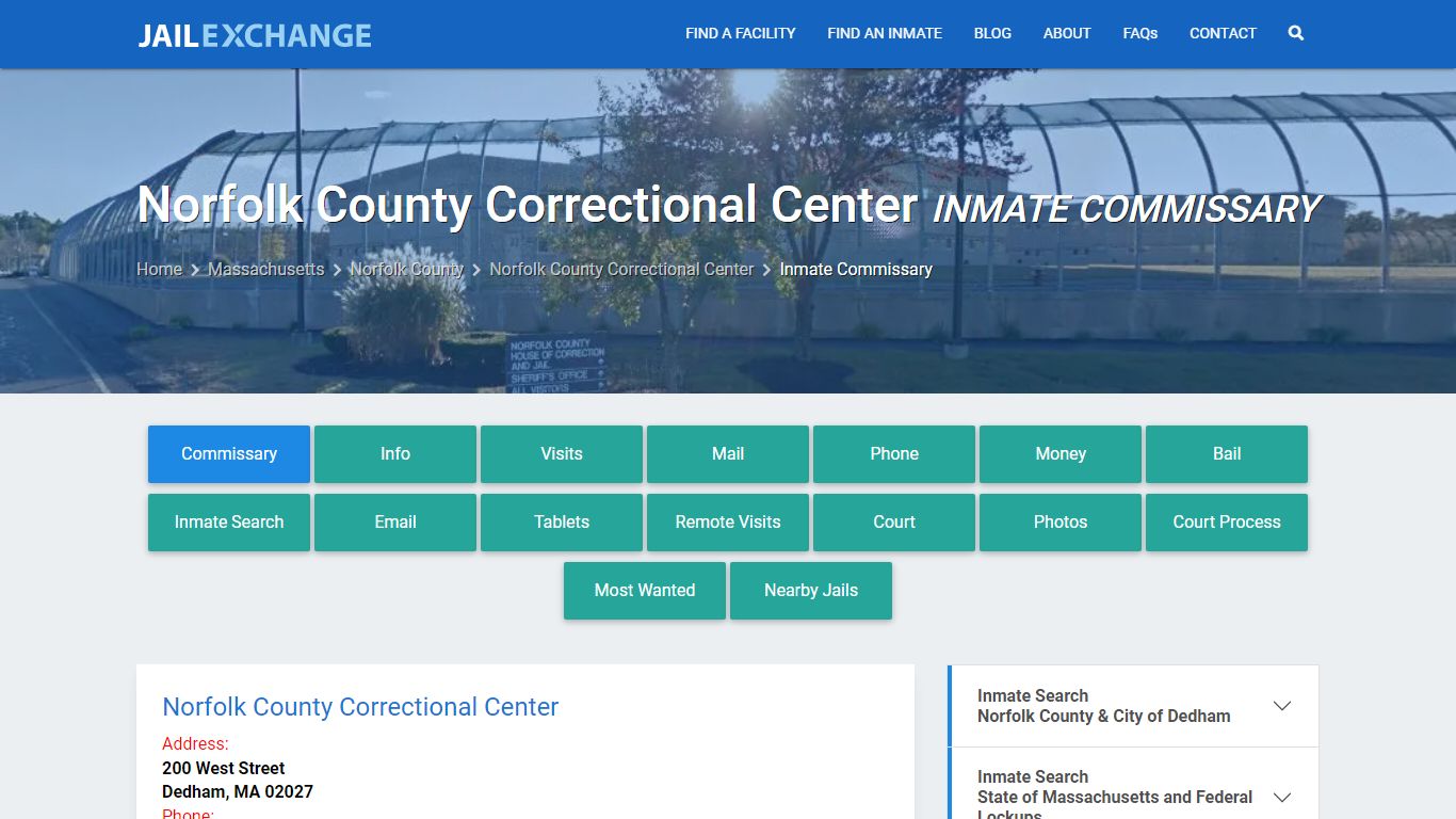 Norfolk County Correctional Center Inmate Commissary - Jail Exchange